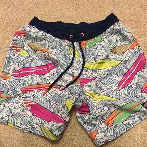 Colorful Surfboard Print Men's Swim Shorts